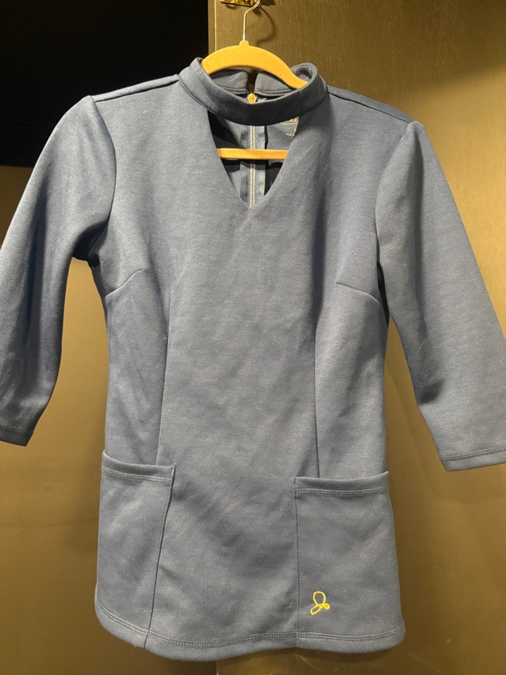 Jaaruu Navy Tunic Scrub Top with Front Zip Detail